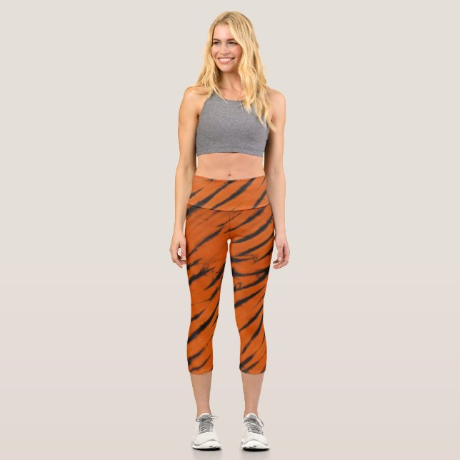Bengal Stripes Tie Dye Capri Leggings (Front)