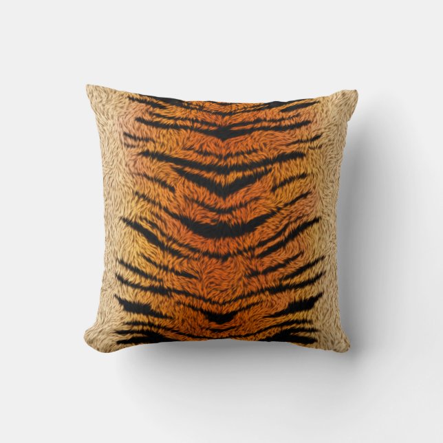 Bengal Tiger Animal Fur Throw Pillow (Front)