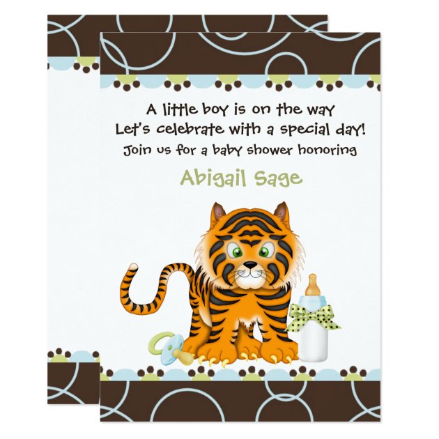 Bengal Tiger  Baby Shower Invitation For Boys