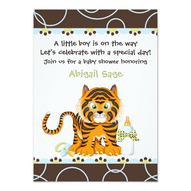 Bengal Tiger  Baby Shower Invitation For Boys