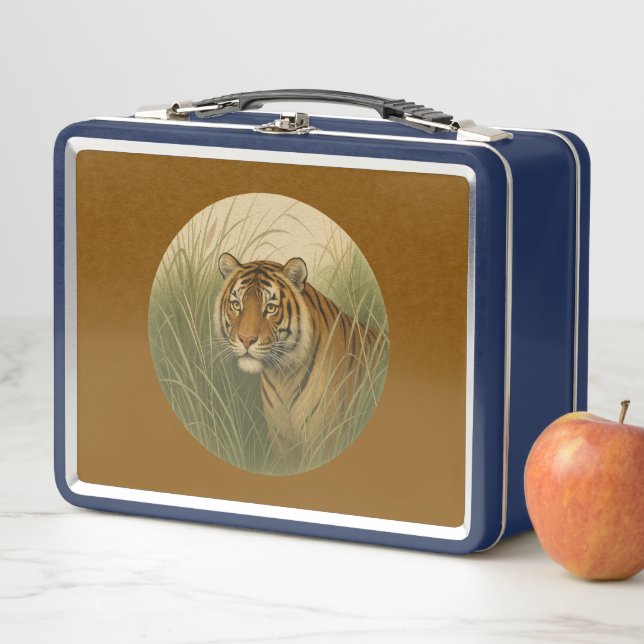 Bengal Tiger Brown Metal Lunchbox (In Situ)