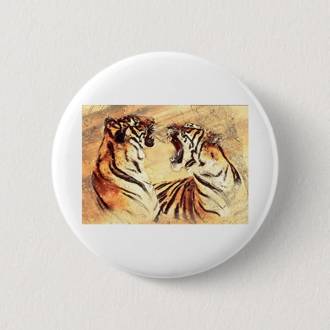 Bengal Tiger Cat Feline Mammal Exotic Wildcat Button (Front)