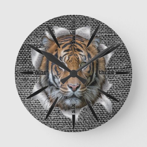 Bengal_Tiger cat Wildlife Round Clock
