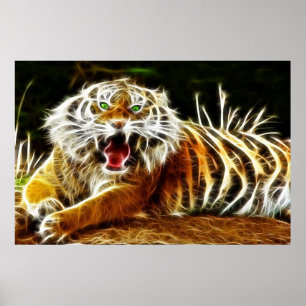 Bengal Tiger Glowing electricity 1 Poster