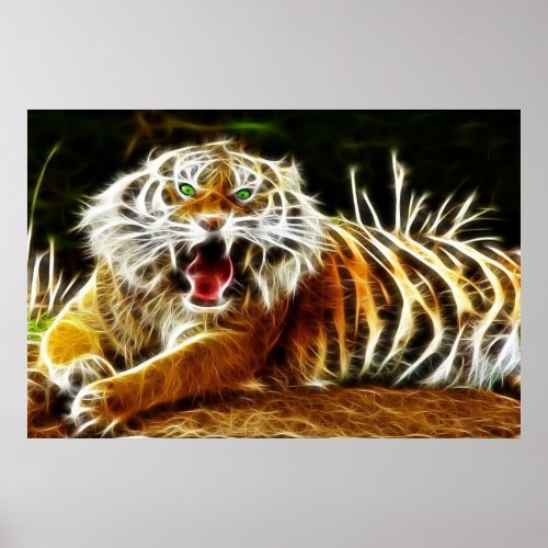 Bengal Tiger Glowing electricity 1 Poster