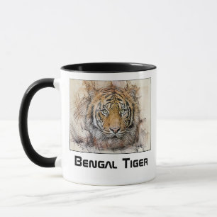 Bengal Tiger Head Illustration Mug