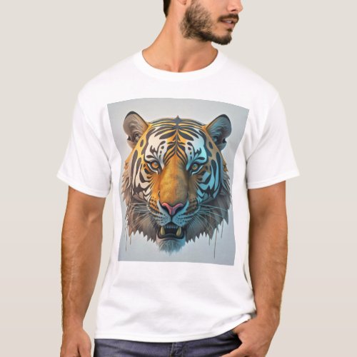 Bengal Tiger Head on Mens Shirt