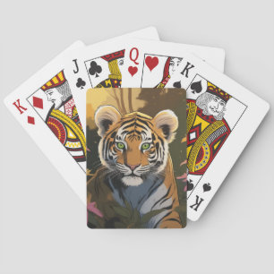 Bengal Tiger in a jungle Poker Cards
