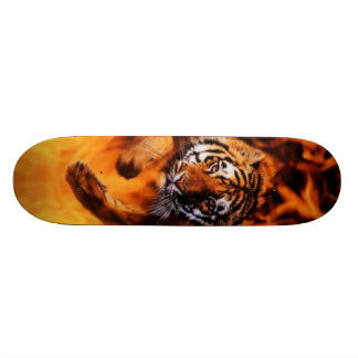 Bengal Tiger Jumping Flames SB Skateboard Deck