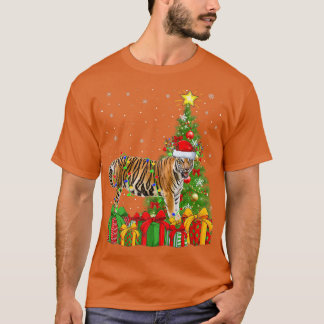 Bengal Tiger Lighting Xmas Tree Santa Bengal Tiger T-Shirt