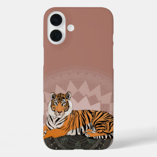 bengal tiger mandala copper rose iPhone 16 plus case