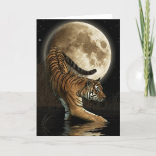 Bengal TIGER & Moon Animal Rights Poem Card