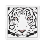 Bengal Tiger Outline. Black And White Tiger Acrylic Tray at Zazzle