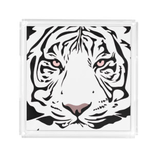 BENGAL TIGER OUTLINE. BLACK AND WHITE TIGER ACRYLIC TRAY