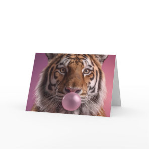 Bengal Tiger Portrait Blowing Pink Bubblegum Card