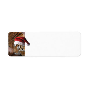 Bengal Tiger Santa Claus Label