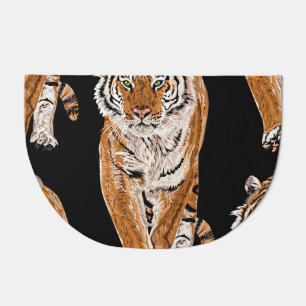 Bengal Tiger Sketch: Vintage Animal Print Doormat