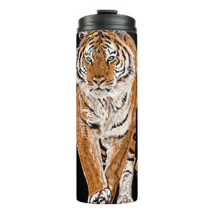 Bengal Tiger Sketch: Vintage Animal Print Thermal Tumbler