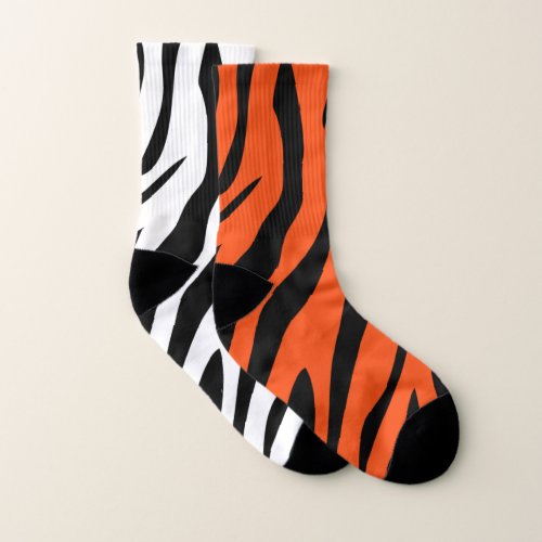 Bengal Tiger Stripe Mix N Match Duo All Over Print Socks