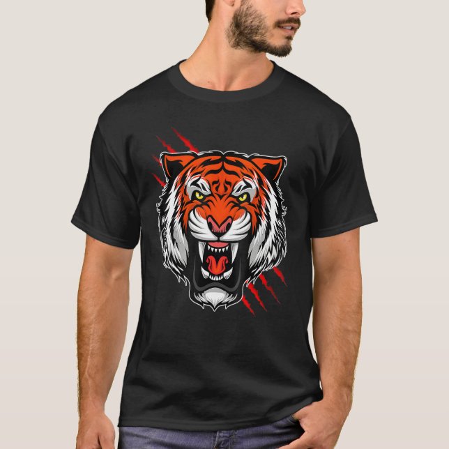 Bengal Tiger Stripes Face Mask T-Shirt (Front)