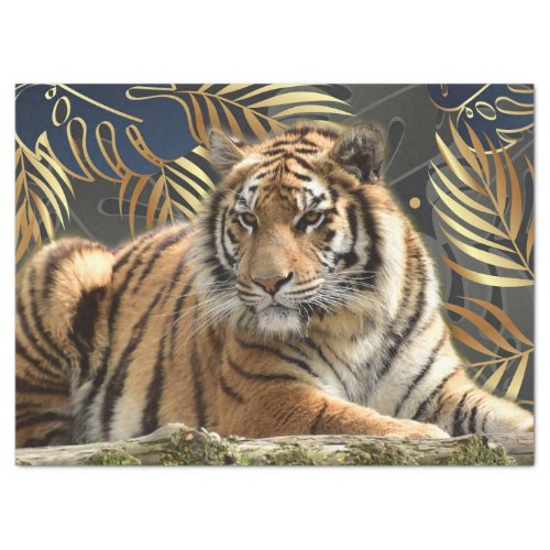 Bengal Tiger Tropical Palm Decoupage Tissue Paper