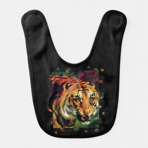 Bengal Tiger Vector With Circle Edge Cut Out Baby Bib