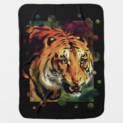 Bengal Tiger Vector With Circle Edge Cut Out Baby Blanket