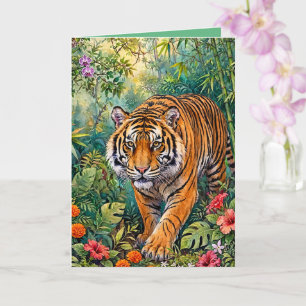 Bengal Tiger Vibrant Bamboo Jungle Card