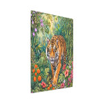 Bengal Tiger Vibrant Bamboo Jungle Metal Print