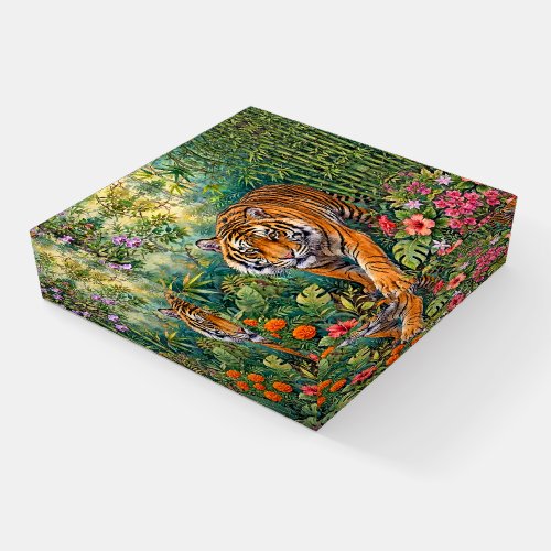 Bengal Tiger Vibrant Bamboo Jungle Paperweight