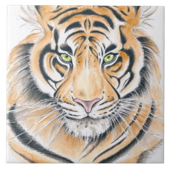 Bengal Tiger Watercolor Art Ceramic Tile by EveyArtStore at Zazzle