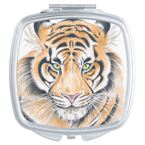 Bengal Tiger Watercolor Ink art Compact Mirror