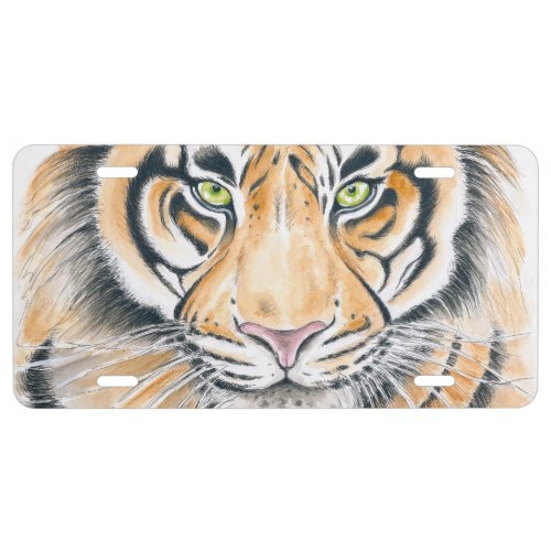 Bengal Tiger Watercolor Ink art License Plate