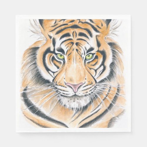 Bengal Tiger Watercolor Ink art Napkins