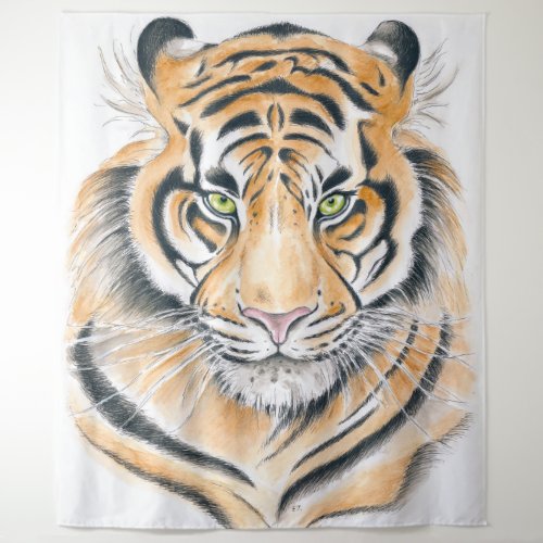 Bengal Tiger Watercolor Ink art Tapestry