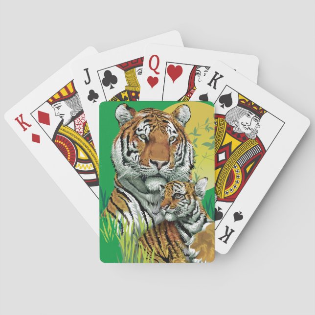 Bengal Tiger With Cub Poker Cards (Back)