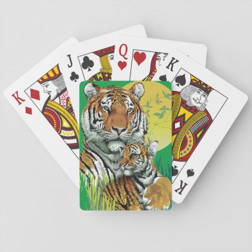 Bengal Tiger With Cub Poker Cards