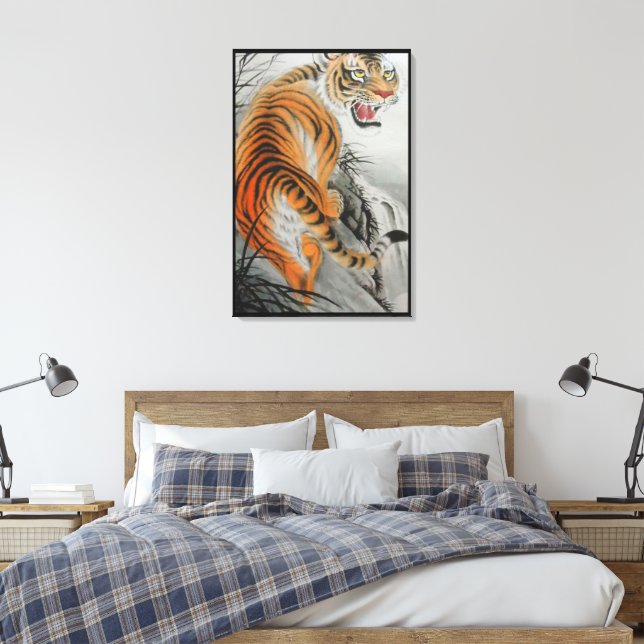 Bengal Tiger Wrapped Canvas Print (Insitu(Bedroom))