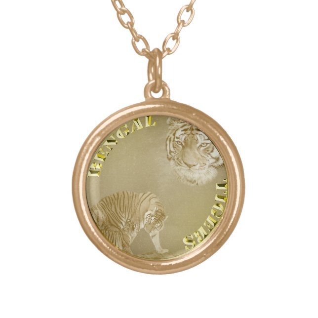 Bengal Tigers Gold Coin, Pendant Necklace (Front)