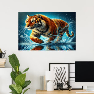 Bengal Tiger's Ocean Splash Run Poster
