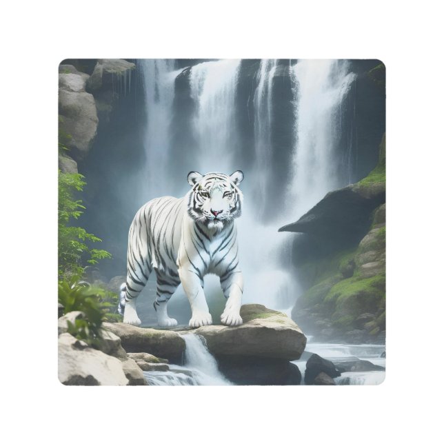 Bengal White Tiger in Nature  Metal Print (Front)