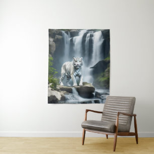 Bengal White Tiger in Nature  Tapestry