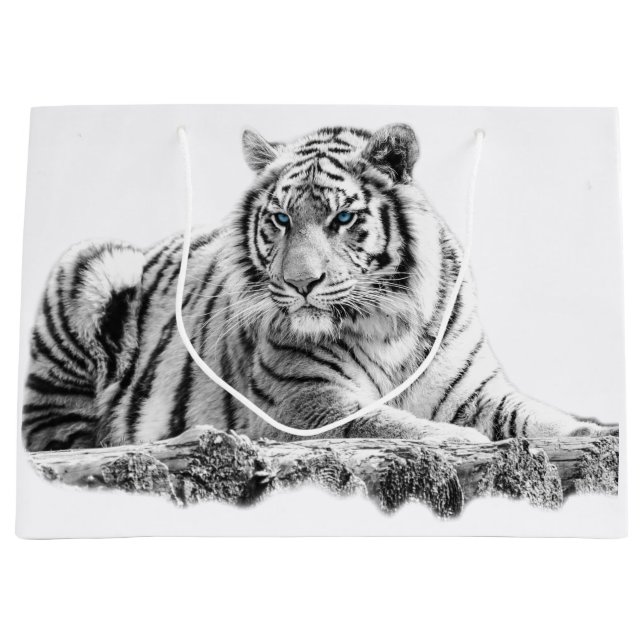 Bengal White Tiger Large Gift Bag (Front)