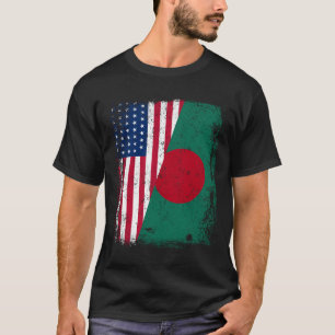 BENGALI ROOTS Half American Flag BANGLADESH T-Shirt