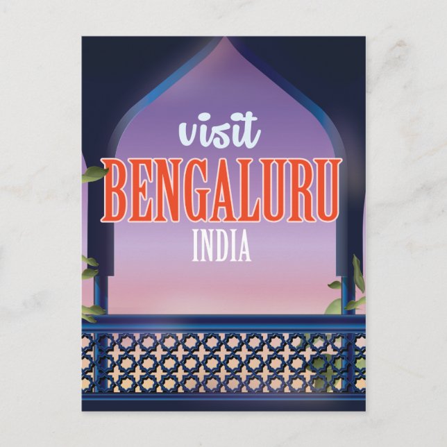 Bengaluru india vintage travel poster postcard (Front)