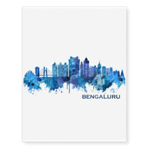 Bengaluru Karnataka Skyline Blue Temporary Tattoos