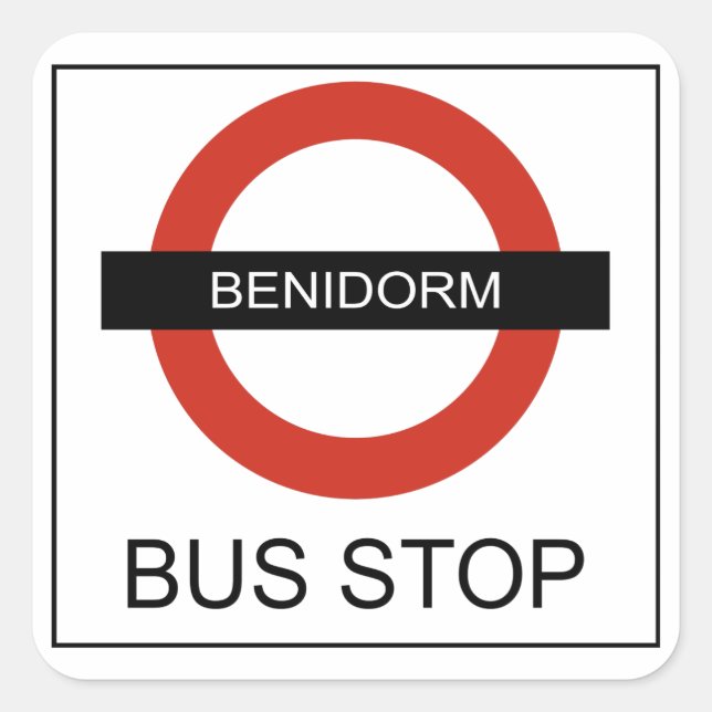 Benidorm Bus Stop Square Sticker (Front)
