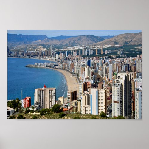 Benidorm Skyline Cityscape Costa Blanca Spain Poster