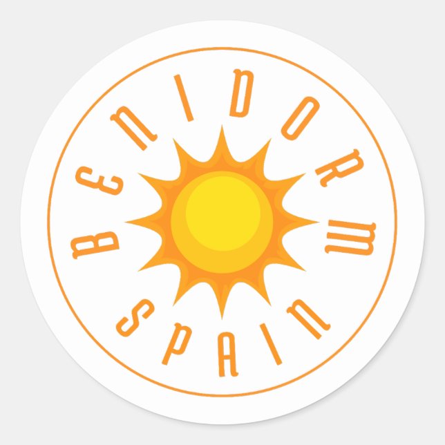 BENIDORM SPAIN SUN CLASSIC ROUND STICKER (Front)