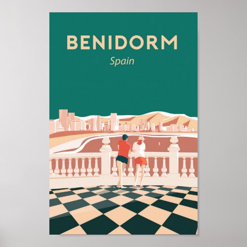 Benidorm spain vintage  travel poster